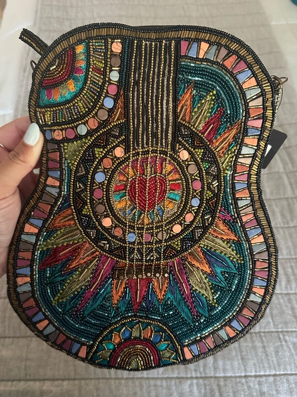 Mary Frances Beaded Guitar Crossbody Bag
